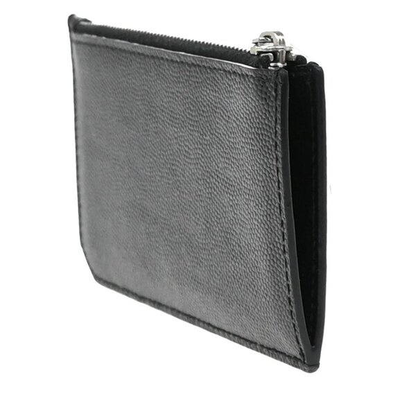 SAINT LAURENT Logo Compact Card Coin Case Wallet Leather Black Italy 60EF917 - Picture 4 of 13